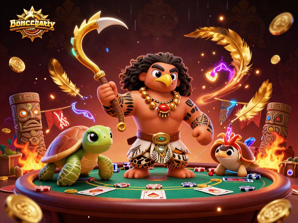 Engage with bonfireblockparty in vibrant poker action featuring colorful characters.
