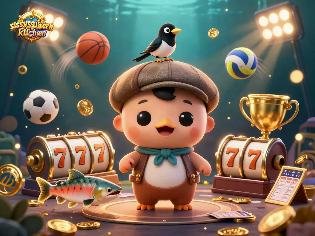 Sissy's Southern Kitchen reveals engaging casino gaming with baby Nessie, gold coins, and slot reels.